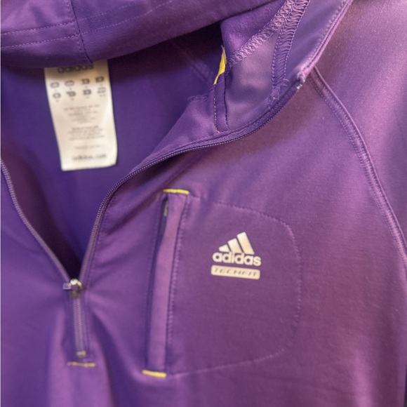 Adidas Techfit Climalite 1/4 Zip Running Hoodie - Purple/Yellow - Women’s Medium - Picture 4 of 9